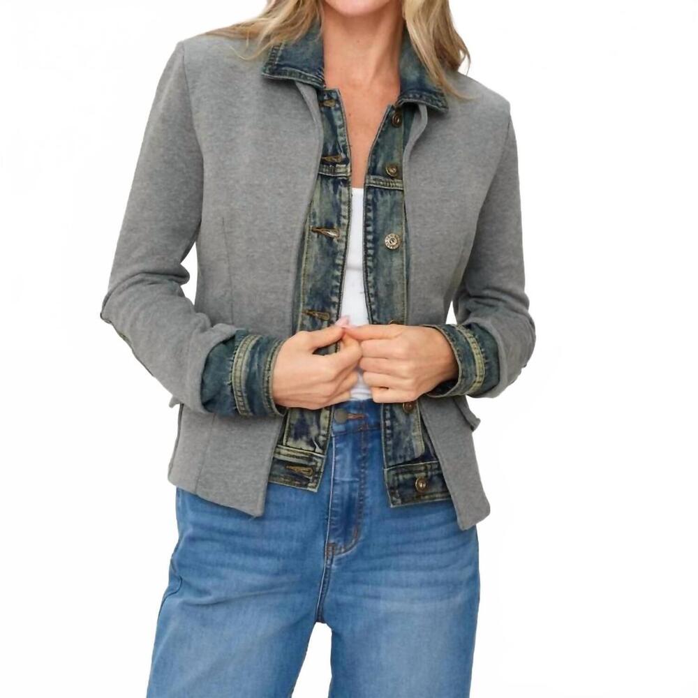 NEW SIX/FIFTY clarissa mixed media jacket in charcoal